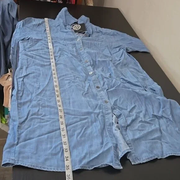 Bobeau Lace-Up Chambray Shirt Dress - Picture 14 of 14